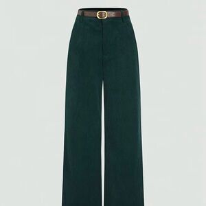 Dark Green Wide-Leg Pants